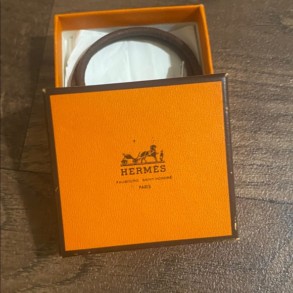 Hermes Brown Leather Bracelet w/Silver Clasp Hermes box /COA included see pic - Picture 8 of 10